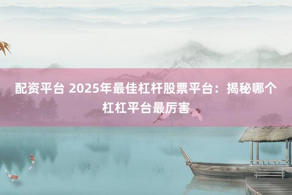 配资平台 2025年最佳杠杆股票平台：揭秘哪个杠杠平台最厉害
