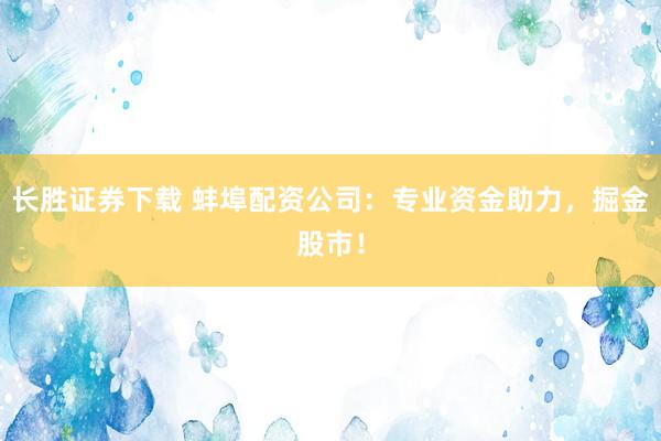 长胜证券下载 蚌埠配资公司：专业资金助力，掘金股市！