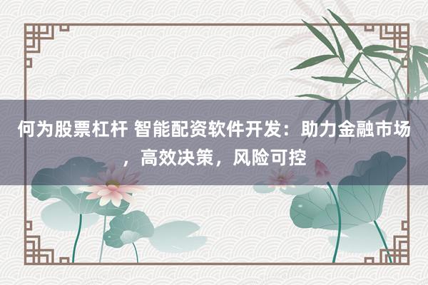 何为股票杠杆 智能配资软件开发：助力金融市场，高效决策，风险可控