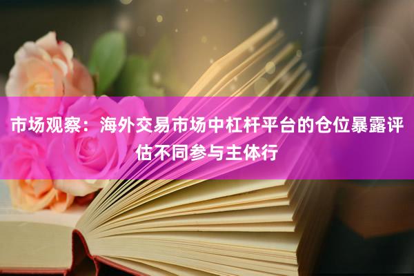 市场观察：海外交易市场中杠杆平台的仓位暴露评估不同参与主体行
